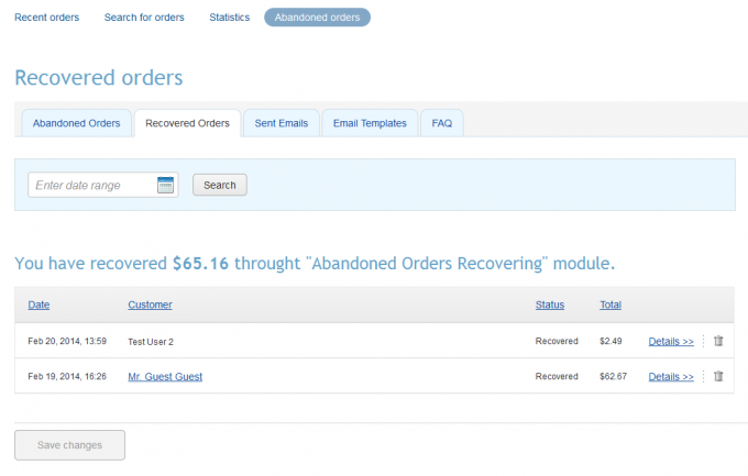 Abandoned Orders Recovering