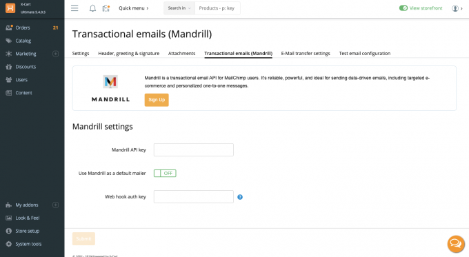 Mandrill Integration (for transactional emails)