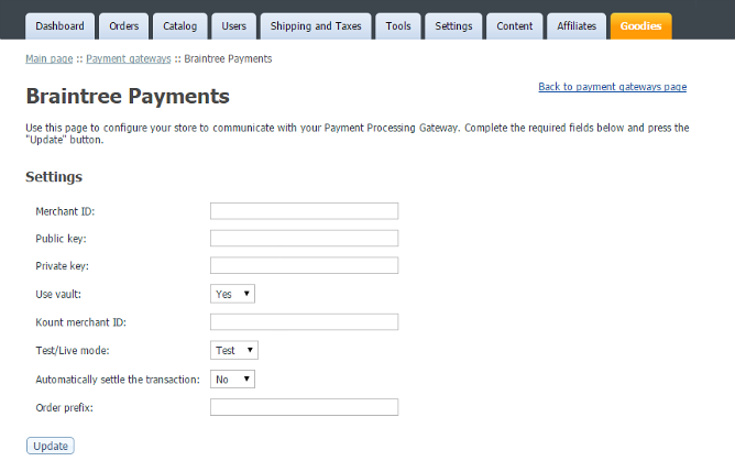 Braintree payment integration for v4