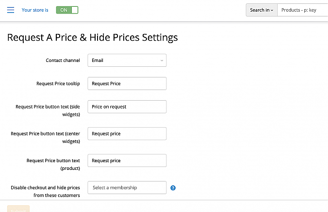 Request a Price & Hide Prices