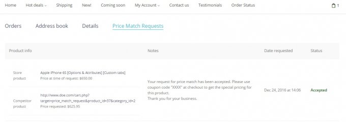 Price Match Request