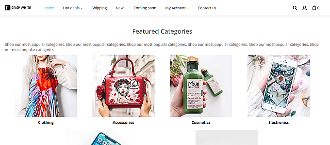 X-Cart 5 Featured Categories 4 column layout
