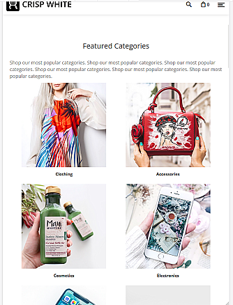 X-Cart 5 Featured Categories mobile responsive 4 and 2 column layout