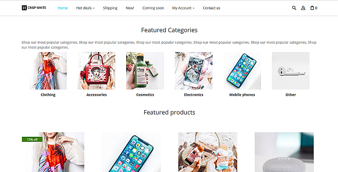X-Cart 5 Featured Categories 6 column layout