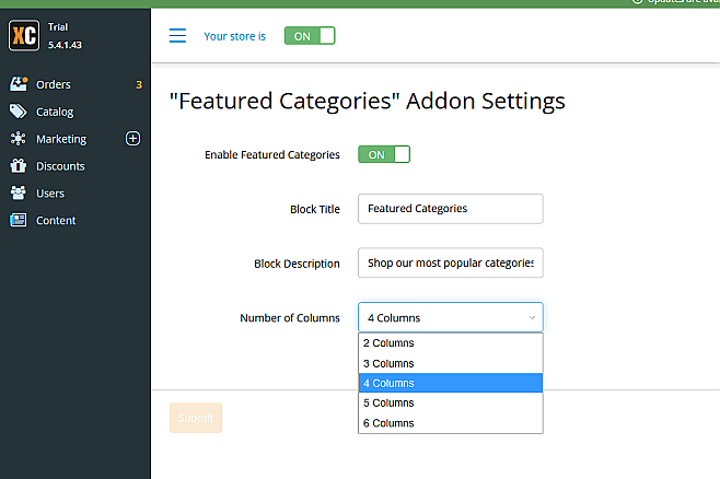 X-Cart 5 Featured Categories module settings