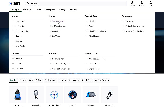 Horizontal Menu for Auto themes