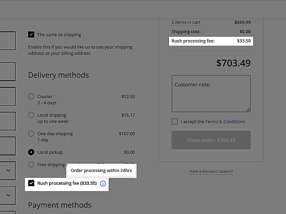 Rush Processing Fee