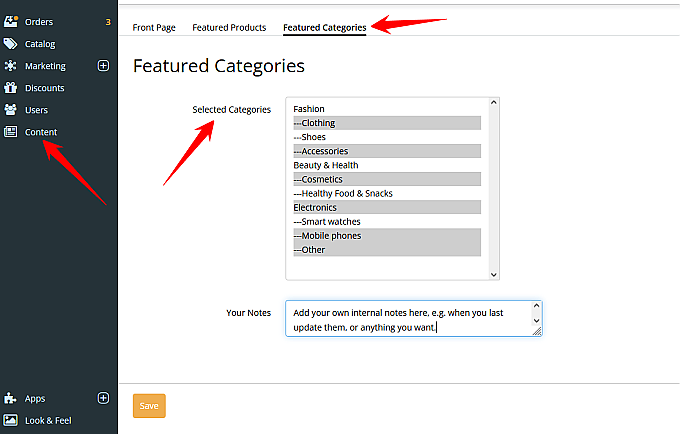 X-Cart 5 Featured Categories select categories in admin
