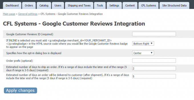 Google Customer Reviews Integration for XC4