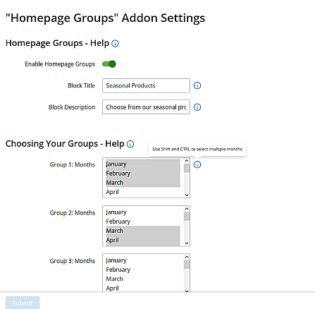 Homepage Seasonal Product Groups