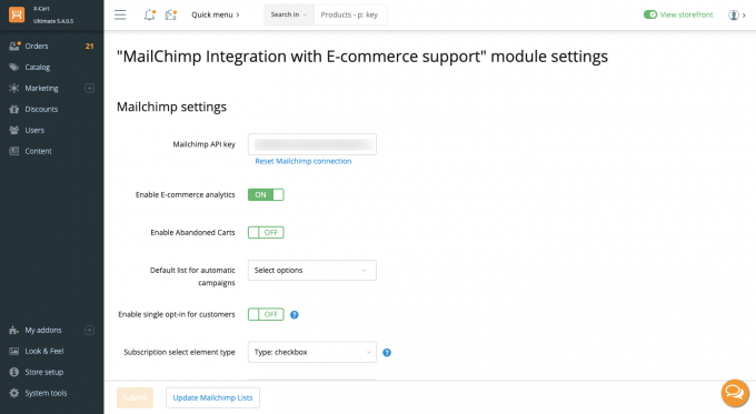 Mailchimp Integration with eCommerce Support