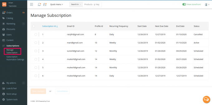 Subscriptions and Recurring Payments addon