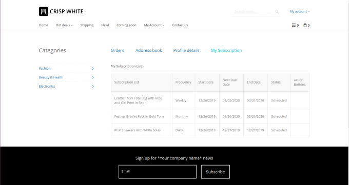 Subscriptions and Recurring Payments addon