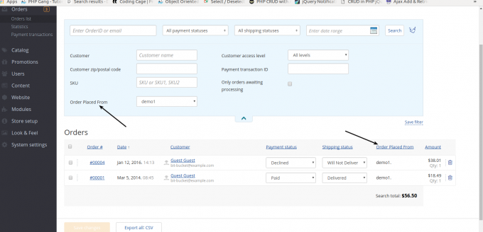 This section indicates from which website/shop the customer placed an order in admin panel orders section