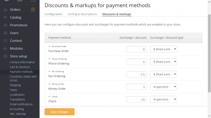 Payment Method Fees